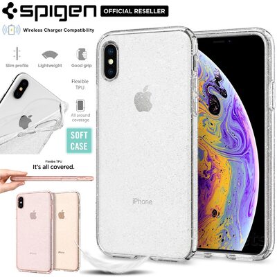 iPhone XS Case, Genuine SPIGEN Liquid Crystal Glitter Soft Cover for Apple