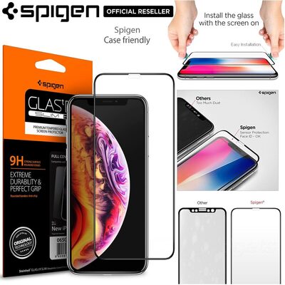 iPhone 11 Pro / XS Glass Screen Protector, Genuine SPIGEN Full Cover Tempered Glass for Apple