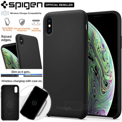 iPhone XS / X Case, Genuine SPIGEN Silicone Fit Soft Rugged Cover for Apple