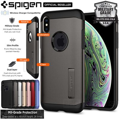 iPhone XS Case, Genuine SPIGEN Slim Armor Heavy Duty Cover for Apple