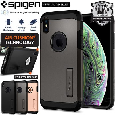 iPhone XS Case, Genuine SPIGEN Heavy Duty Tough Armor Kickstand Cover for Apple