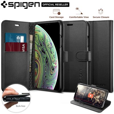 iPhone XS Case, Genuine SPIGEN Stand Flip View Wallet S Cover for Apple
