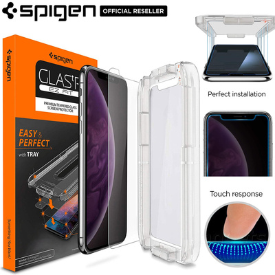 iPhone 11 Pro / XS / X  Glass Screen Protector, Genuine SPIGEN GLAS.tR EZ Fit Tempered Glass for Apple