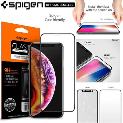 iPhone 11 / XR Glass Screen Protector, Genuine SPIGEN Full Cover Tempered Glass for Apple