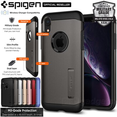 iPhone XR Case, Genuine SPIGEN Slim Armor Heavy Duty Cover for Apple
