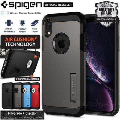 iPhone XR Case, Genuine SPIGEN Heavy Duty Tough Armor Kickstand Cover for Apple