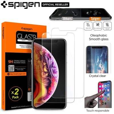iPhone 11 / XR Glass Screen Protector, Genuine SPIGEN GLAS.tR Slim 9H Tempered Glass 2PCS