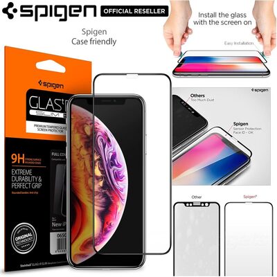iPhone 11 Pro Max / XS Max Glass Screen Protector, Genuine SPIGEN Full Cover 9H Tempered Glass