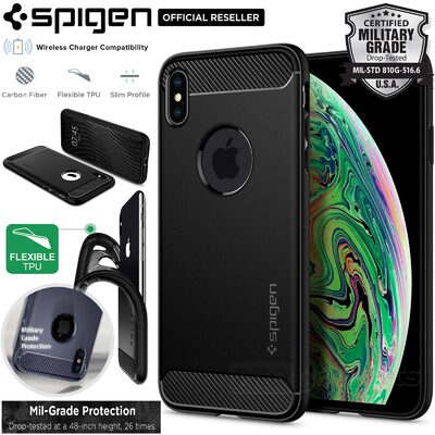 iPhone XS Max Case, Genuine SPIGEN Rugged Armor Resilient Ultra Soft Cover for Apple