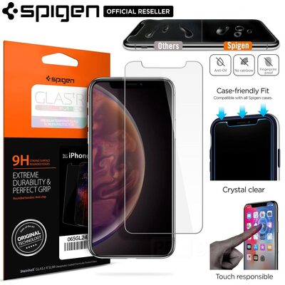 iPhone 11 Pro Max / XS Max Glass Screen Protector, Genuine SPIGEN GLAS.tR Slim 9H Tempered Glass for Apple