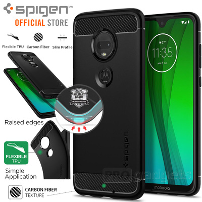 Moto G7/G7 Plus Case,Genuine SPIGEN Rugged Armor Resilient Ultra Soft Cover for Motorola