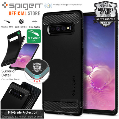 Galaxy S10 Plus Case, Genuine SPIGEN Rugged Armor Slim Soft Cover for Samsung