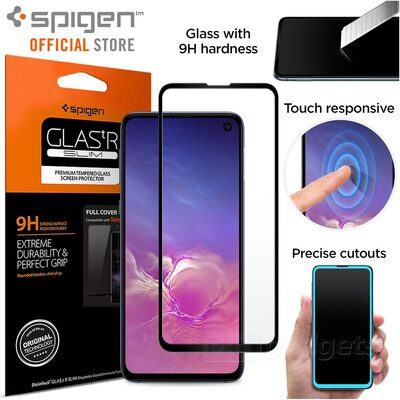 Galaxy S10e Glass Screen Protector,Genuine SPIGEN GLAS.tR Full Cover 9H Tempered Glass