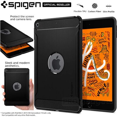 iPad mini 5 Case, Genuine SPIGEN Rugged Armor Slim Soft Cover for Apple