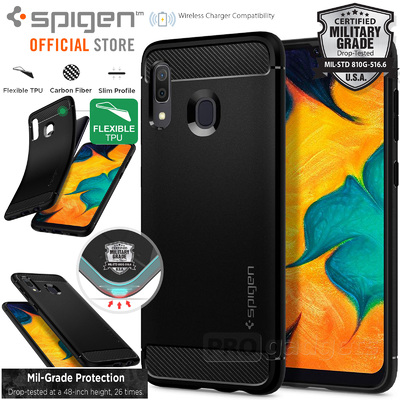 Galaxy A30 Case, Genuine SPIGEN Rugged Armor Resilient Soft Cover for Samsung