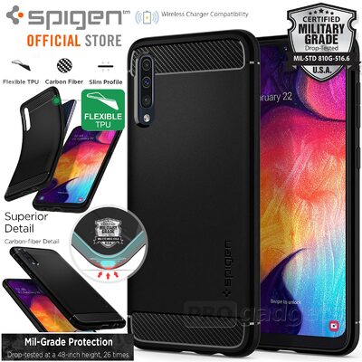 Galaxy A50 Case, Genuine SPIGEN Rugged Armor Resilient Soft Cover for Samsung