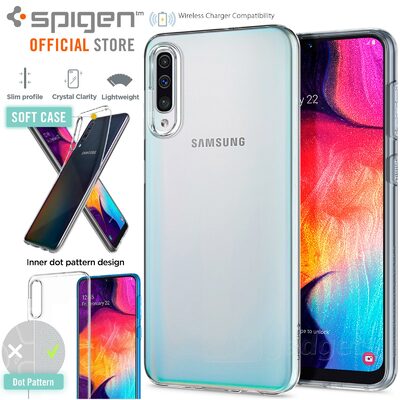 Galaxy A50 Case, Genuine SPIGEN Ultra Slim Liquid Crystal Soft Cover for Samsung