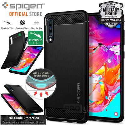 Galaxy A70 Case, Genuine SPIGEN Rugged Armor Resilient Soft Cover for Samsung