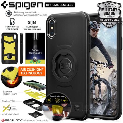 iPhone XS/X Case, Genuine Spigen Gearlock CF101 Tough Bike Mount Case for Gearlock Bike Mount MF100 MS100