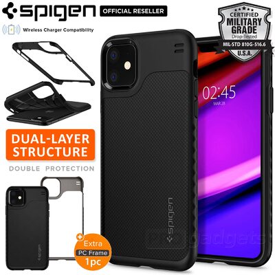 iPhone 11 Case, Genuine Spigen Hybrid NX Dual Layer Ultra Tough Cover for Apple with Extra PC Frame
