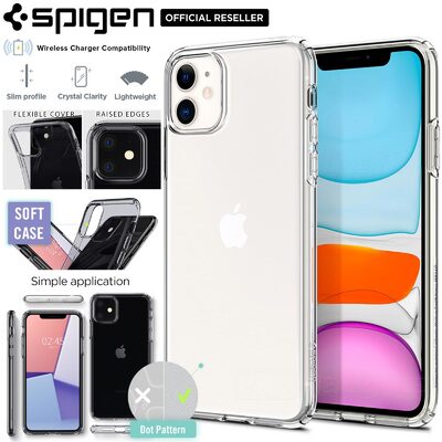 iPhone 11 Case, Genuine SPIGEN Liquid Crystal Exact Fit Slim Soft Cover for Apple