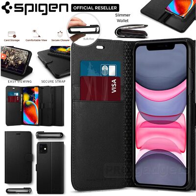 iPhone 11 Case, Genuine SPIGEN Flip View Wallet S Saffiano Stand Cover for Apple