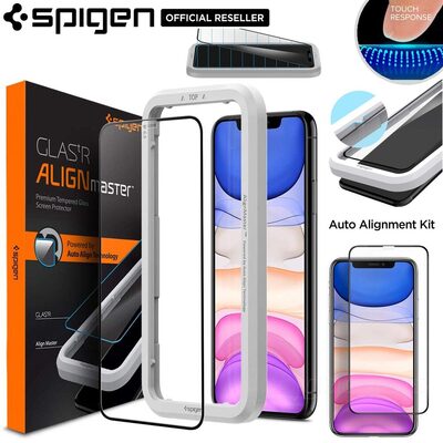 iPhone 11 Glass Screen Protector, Genuine SPIGEN GLAS.tR Slim Full Cover AlignMaster 9H Tempered Glass for Apple 1PC