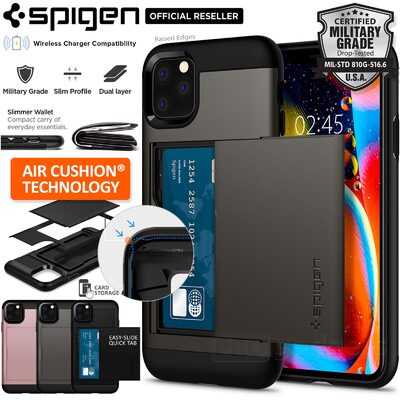 iPhone 11 Pro Case, Genuine SPIGEN Slim Armor CS Card Slider Holder Cover for Apple