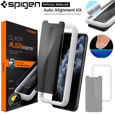 iPhone 11 Pro / XS / X Screen Protector, Genuine SPIGEN GLAS.tR Slim AlignMaster Privacy 9H Tempered Glass for Apple 1PC