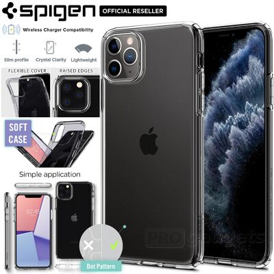 iPhone 11 Pro Max Case, Genuine SPIGEN Liquid Crystal Exact Fit Slim Soft Cover for Apple