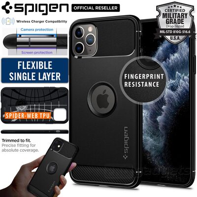 iPhone 11 Pro Max Case, Genuine SPIGEN Rugged Armor Resilient Ultra Soft Cover for Apple
