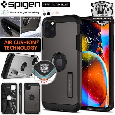 iPhone 11 Pro Max Case, Genuine SPIGEN Heavy Duty Tough Armor Kickstand Hard Cover for Apple