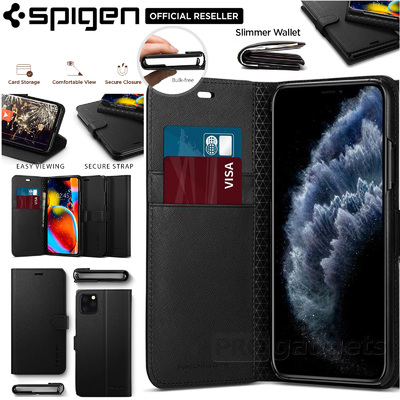 iPhone 11 Pro Max Case, Genuine SPIGEN Flip View Wallet S Saffiano Stand Cover for Apple