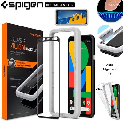 Google Pixel 4 Glass Screen Protector, Genuine Spigen GLAS.tR Slim Full Cover AlignMaster 9H Tempered Glass for Google 1PC
