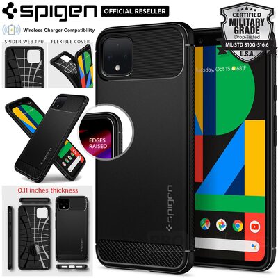 Google Pixel 4 XL Case, Genuine Spigen Rugged Armor Resilient Ultra Soft Cover for Google