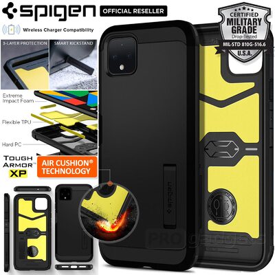 Google Pixel 4 XL Case, Genuine Spigen Tough Armor Heavy Duty Kickstand Hard Cover for Google