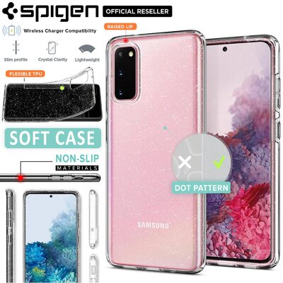 Galaxy S20 Case, Genuine SPIGEN Liquid Crystal Glitter Slim Soft Cover for Samsung