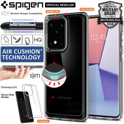 Galaxy S20 Ultra 5G Case, Genuine SPIGEN Crystal Hybrid Ultra Tough Bumper Cover for Samsung
