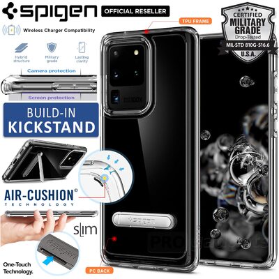 Galaxy S20 Ultra 5G Case, Genuine SPIGEN Ultra Hybrid S Kickstand Bumper Hard Cover for Samsung
