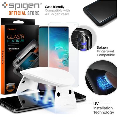 Galaxy S10 Glass Screen Protector, Genuine SPIGEN GLAS.tR Platinum UV Tempered Glass for Samsung