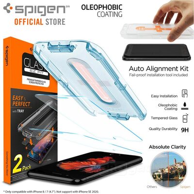 Genuine SPIGEN GLAS.tR EZ Fit Tempered Glass for Apple iPhone 7 / 8 Glass Screen Protector 2 PCS