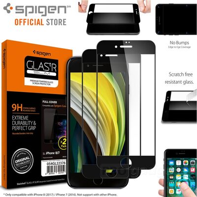 Genuine SPIGEN GLAS.tR Full Cover Tempered Glass for Apple iPhone 8 7 Glass Screen Protector 2 PCS