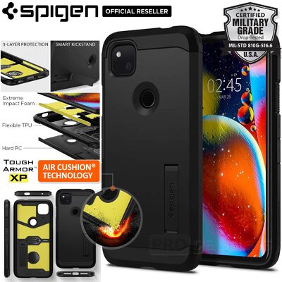 Genuine SPIGEN Tough Armor Heavy Duty Kickstand Hard Cover for Google Pixel 4a Case