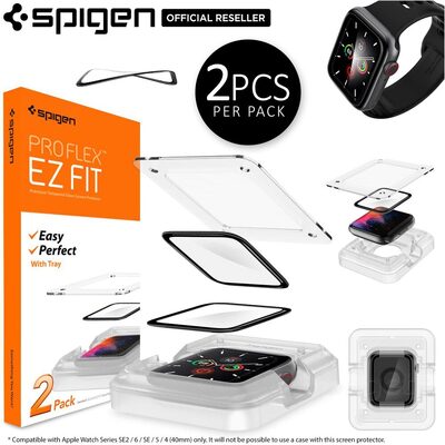SPIGEN Pro Flex EZ Fit (40mm) 2PCS Glass Screen Protector for Apple Watch Series SE2/6/SE/5/4