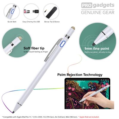 Genuine Moko 2 in 1 Rechargeable Digital with Palm Rejection Active Stylus Pen for Apple iPad Pro 11 & 12.9" 2020/iPad 7th Gen 10.2"/iPad Air 3rd /iPa