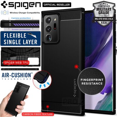 Genuine SPIGEN Rugged Armor Resilient Ultra Soft Cover for Samsung Galaxy Note 20 Ultra Case