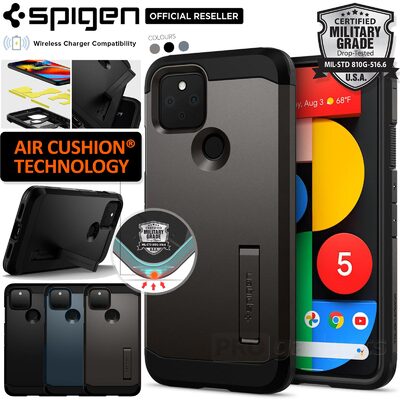 Genuine SPIGEN Tough Armor Heavy Duty Kickstand Hard Cover for Google Pixel 5 Case
