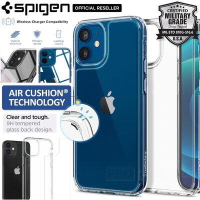 Genuine SPIGEN Quartz Hybrid Tempered Glass Back Cover for Apple iPhone 12 mini (5.4-inch) Case
