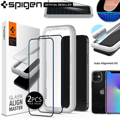 Genuine SPIGEN AlignMaster Full Cover Tempered Glass for Apple iPhone 12 mini (5.4-inch) Glass Screen Protector 2 Pcs/Pack