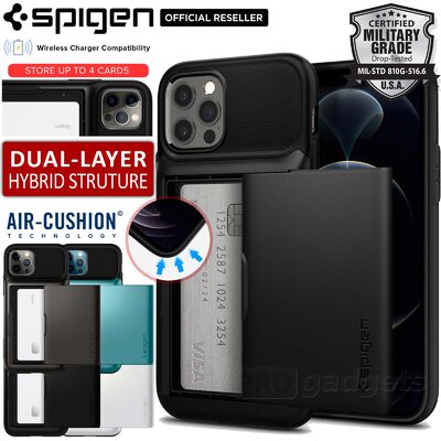 Genuine SPIGEN Slim Armor Wallet Card Slider Holder Cover for Apple iPhone 12 / 12 Pro (6.1-inch) Case